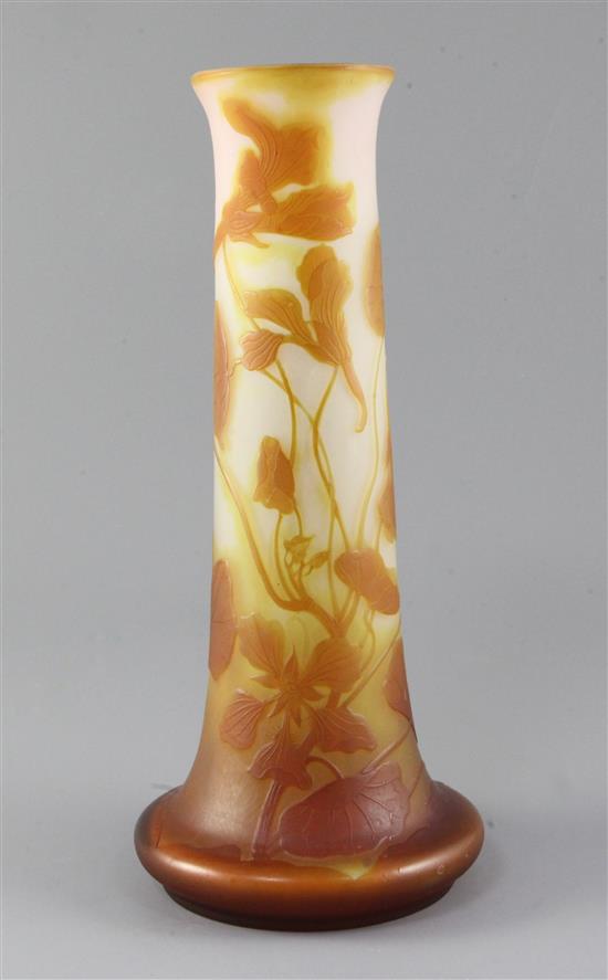 A tall Galle cameo glass vase, c.1900, 35cm